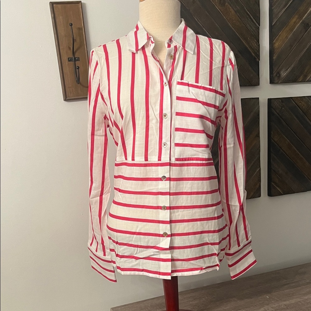 CHARLIE B Pink and White Striped Button Down Shirt